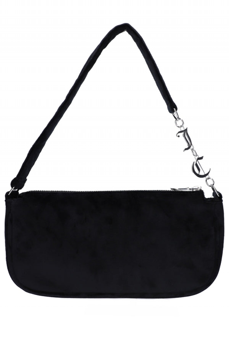 Juicy Couture Velour Charm Shoulder Bag Svarte | JC-SN652207