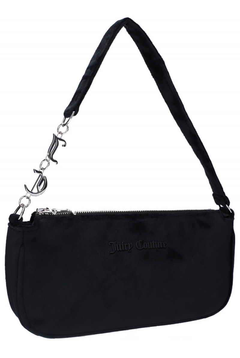 Juicy Couture Velour Charm Shoulder Bag Svarte | JC-SN652207