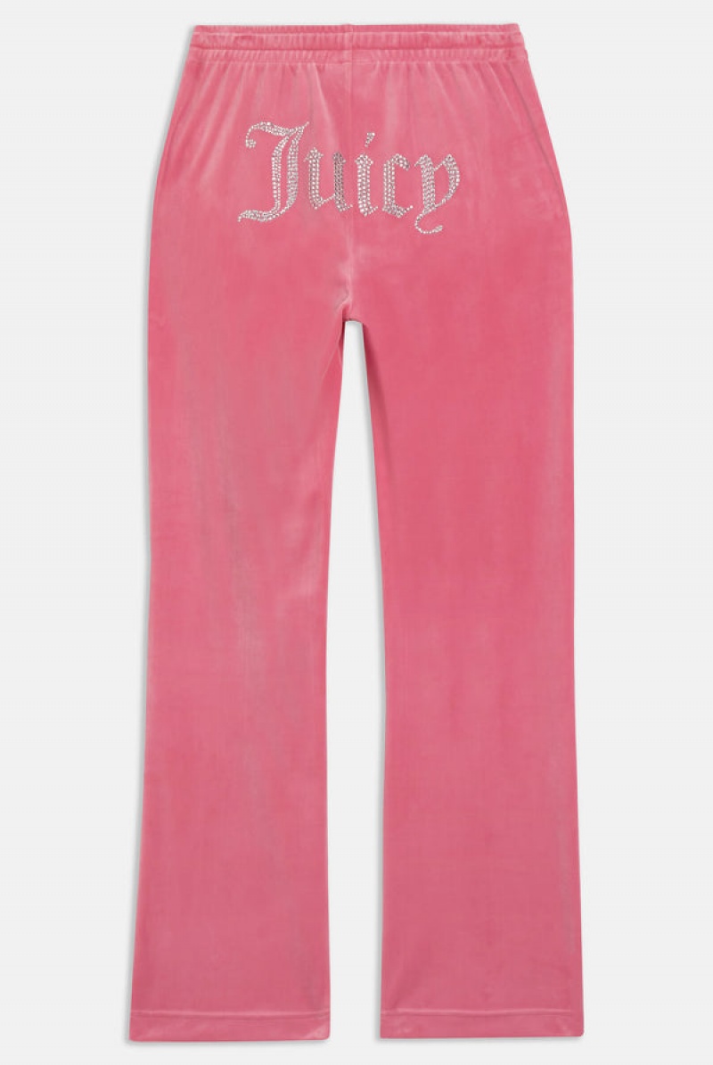 Juicy Couture Velour Diamante Tracksuit Bottom Rosa | JC-SN651976