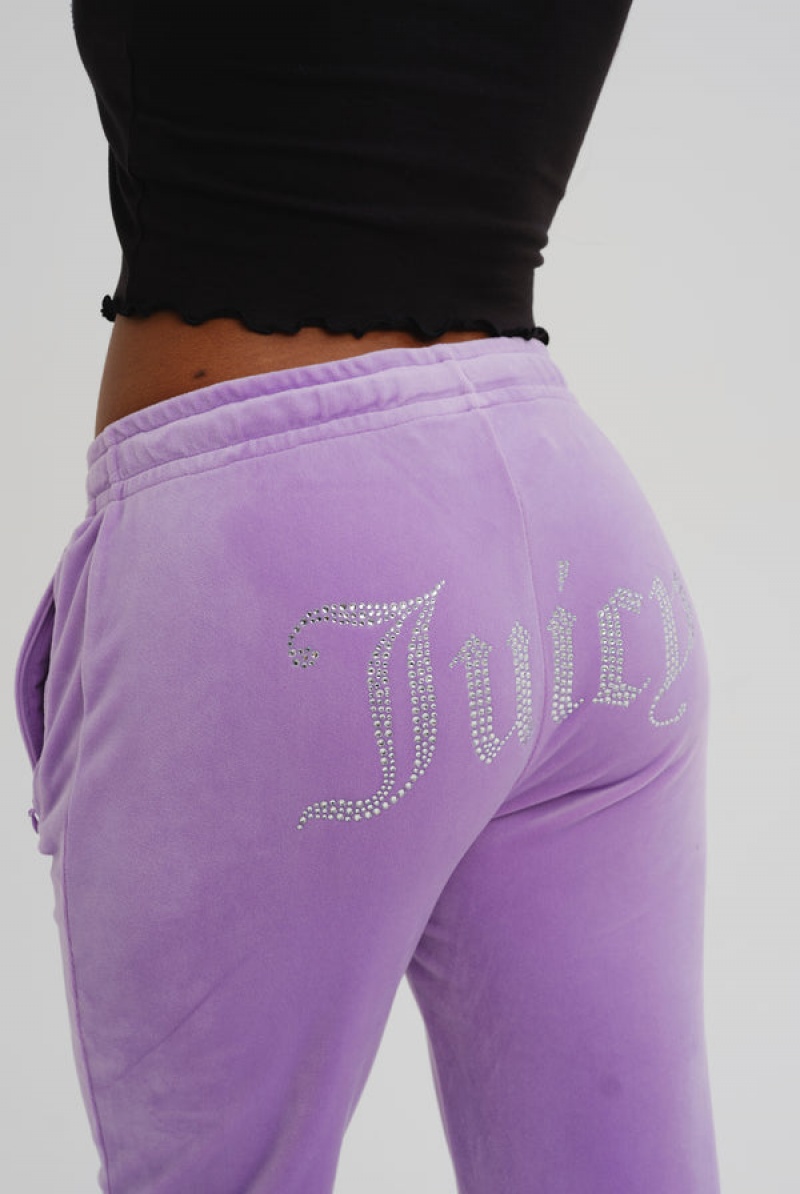 Juicy Couture Velour Diamante Tracksuit Bottom Lilla | JC-SN652082