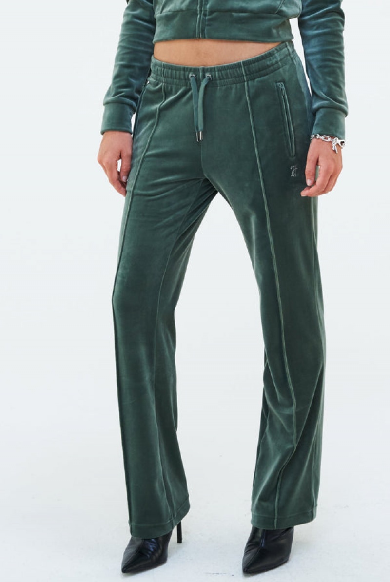 Juicy Couture Velour Diamante Tracksuit Bottom Grønn | JC-SN652100