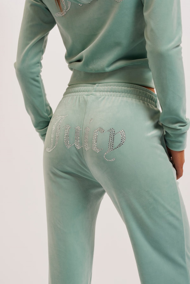 Juicy Couture Velour Diamante Tracksuit Bottom Blå | JC-SN652111