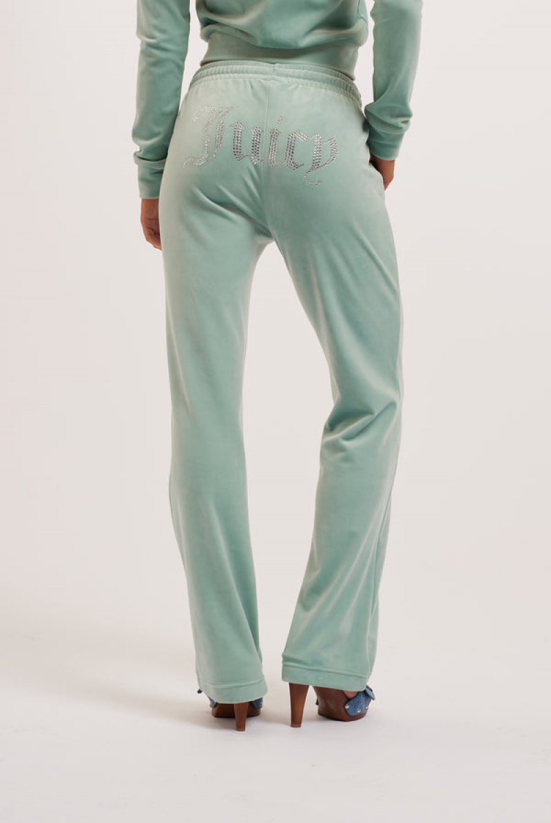 Juicy Couture Velour Diamante Tracksuit Bottom Blå | JC-SN652111