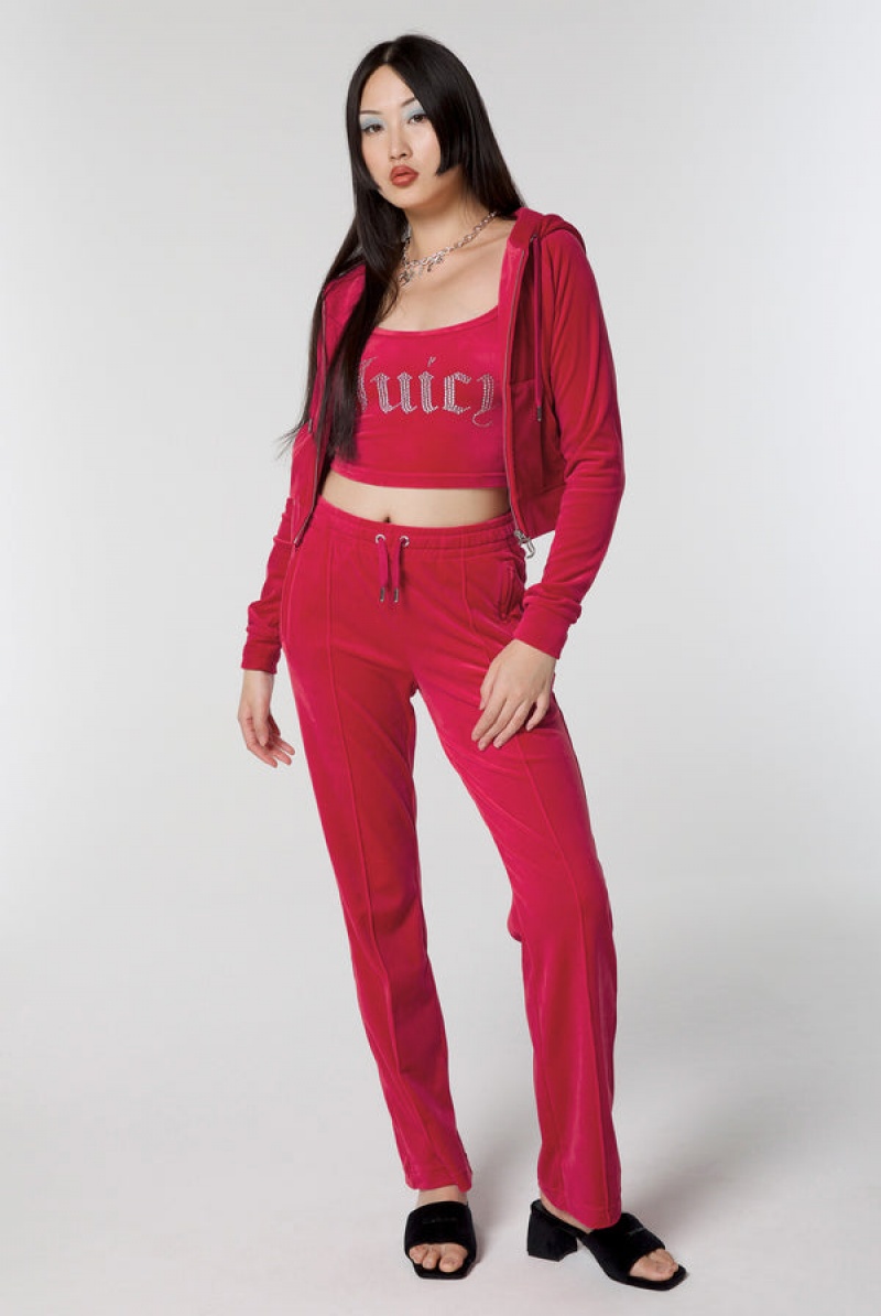 Juicy Couture Velour Diamante Tracksuit Bottom Rosa | JC-SN652137