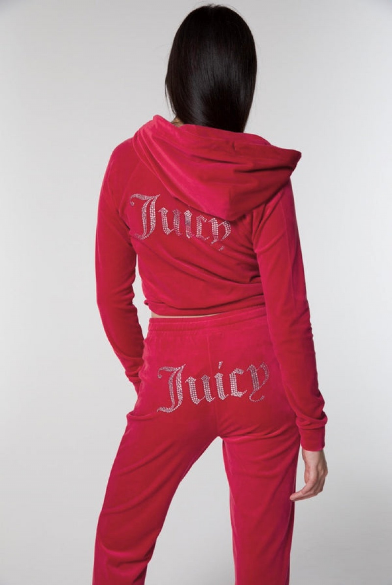 Juicy Couture Velour Diamante Tracksuit Bottom Rosa | JC-SN652137