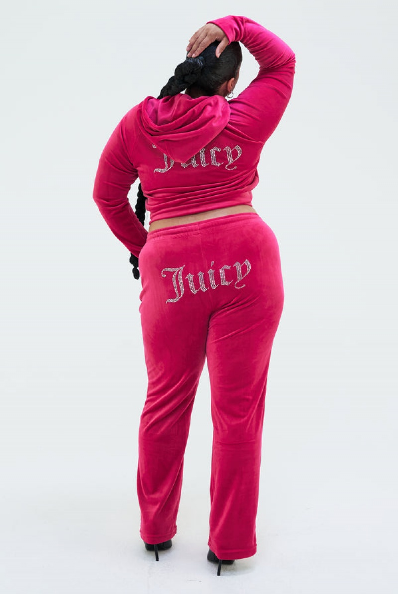 Juicy Couture Velour Diamante Tracksuit Bottom Rosa | JC-SN652137