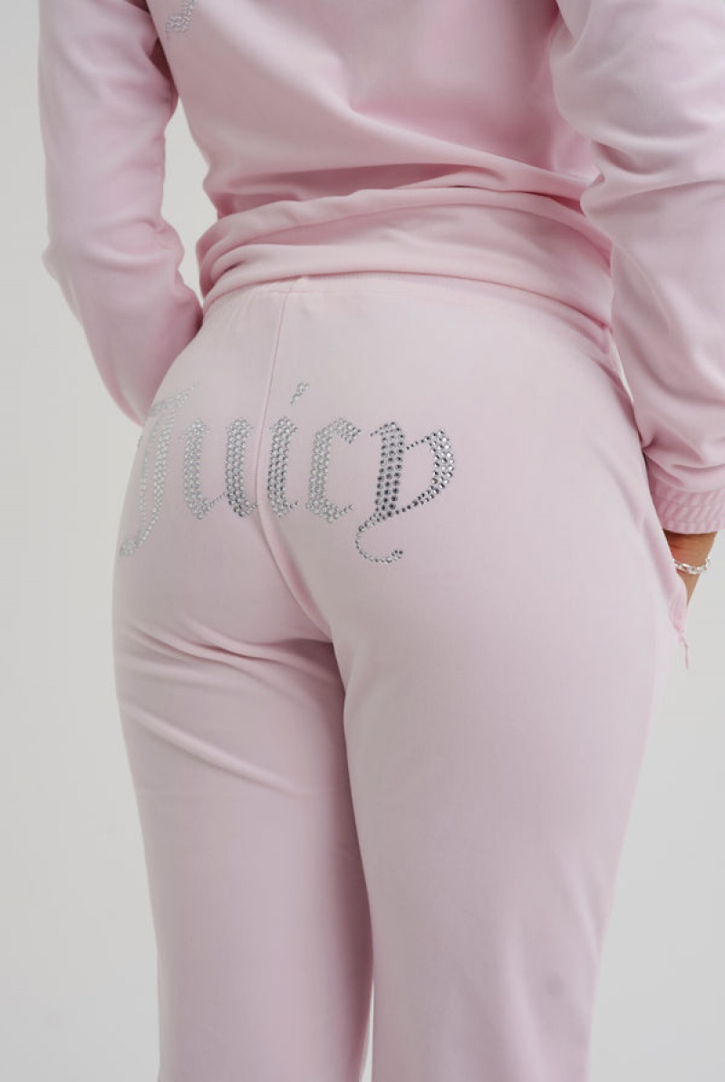 Juicy Couture Velour Diamante Tracksuit Bottom Rosa | JC-SN652138