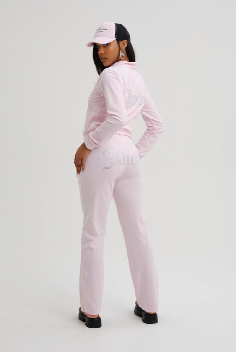 Juicy Couture Velour Diamante Tracksuit Bottom Rosa | JC-SN652138