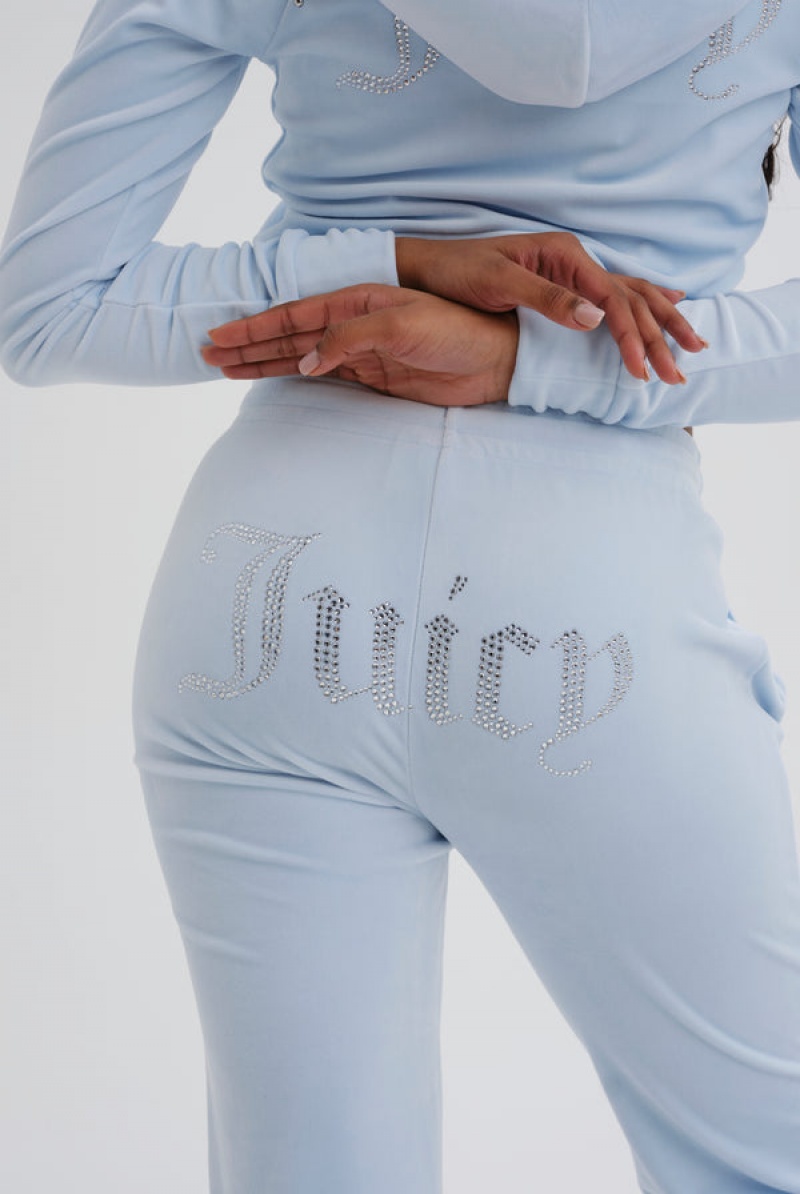 Juicy Couture Velour Diamante Tracksuit Bottom Turkis | JC-SN652140