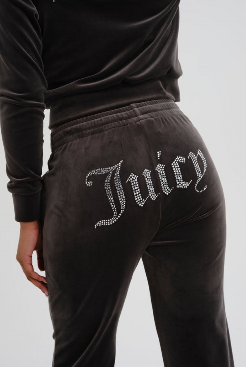 Juicy Couture Velour Diamante Tracksuit Bottom Svarte | JC-SN652148