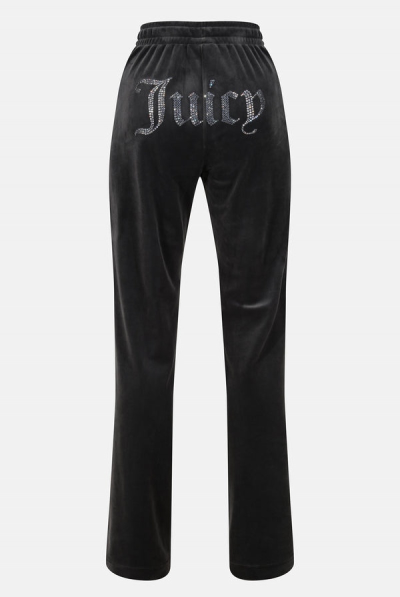 Juicy Couture Velour Diamante Tracksuit Bottom Svarte | JC-SN652148