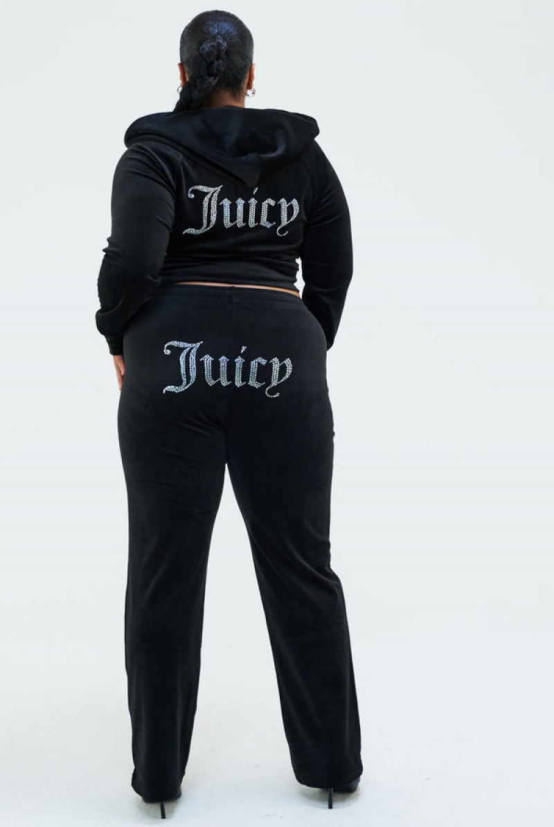 Juicy Couture Velour Diamante Tracksuit Bottom Svarte | JC-SN652150