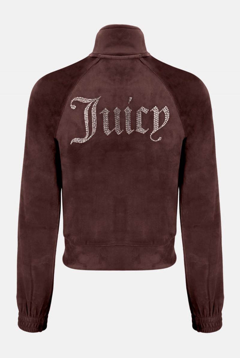 Juicy Couture Velour Diamante Tracktop Brune | JC-SN652059