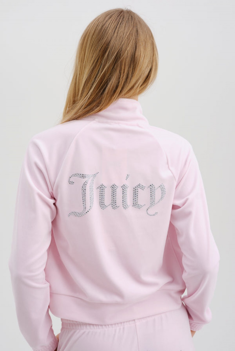 Juicy Couture Velour Diamante Tracktop Rosa | JC-SN652081