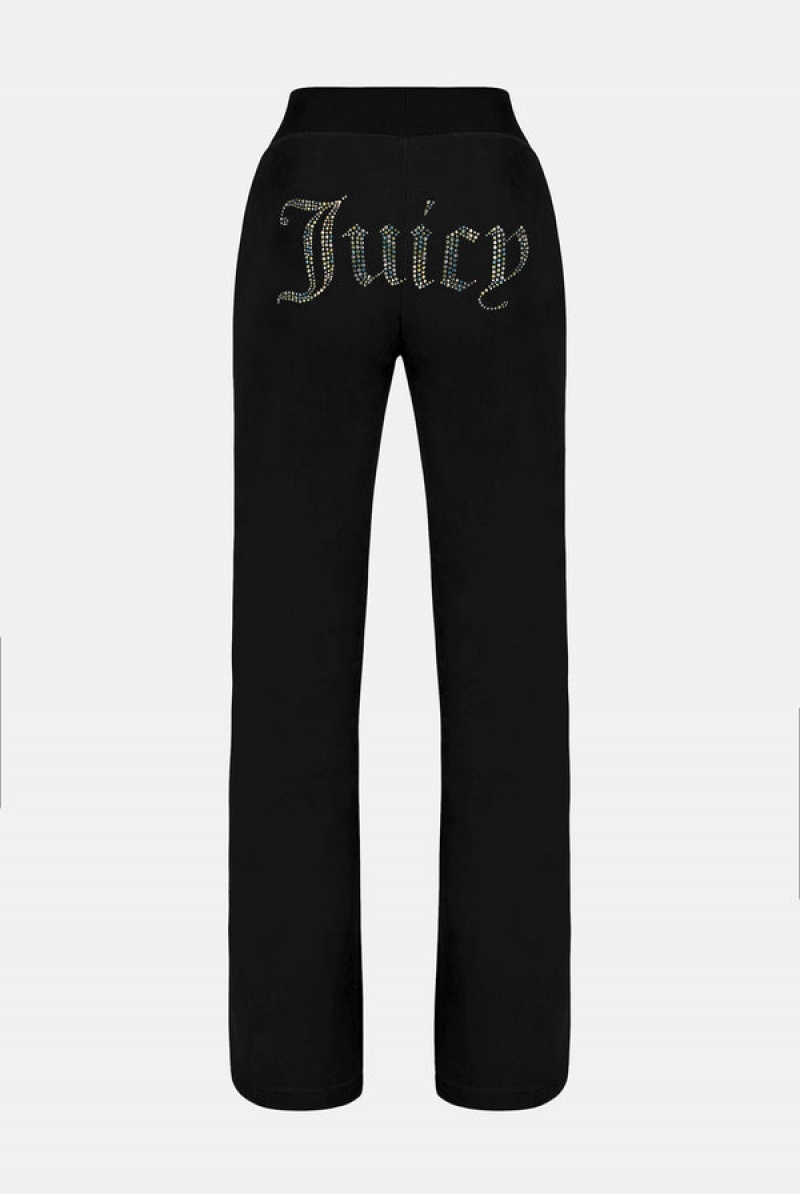 Juicy Couture Velour Mixed Iridescent Diamante Tracksuit Bottom Svarte | JC-SN652086