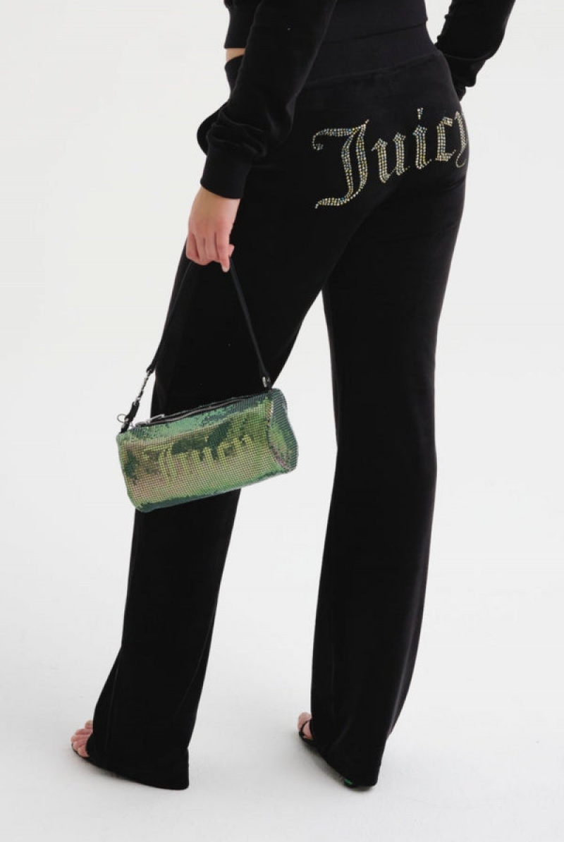 Juicy Couture Velour Mixed Iridescent Diamante Tracksuit Bottom Svarte | JC-SN652086